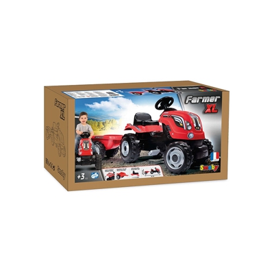 Trattore Farmer Xl Rosso Con Rimorchio Smoby