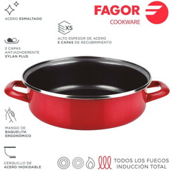 Padella Optimax ø24cm rosso acciaio aisi 430 - Fagor precio