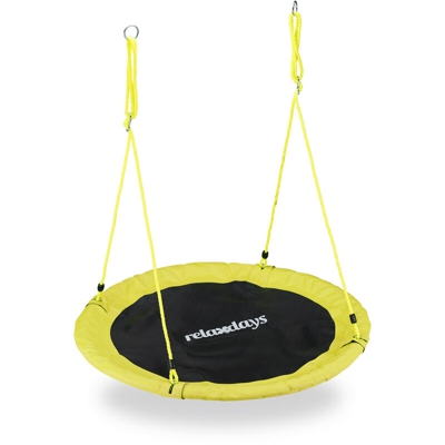 Relaxdays - Altalena da Giardino a Nido, per Bambini e Adulti, Regolabile, Ø 110 cm, Portata Max. 100 kg, Gialla