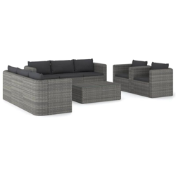 Set Divani da Giardino 9 pz con Cuscini in Polyrattan Grigio - Grigio - Vidaxl precio