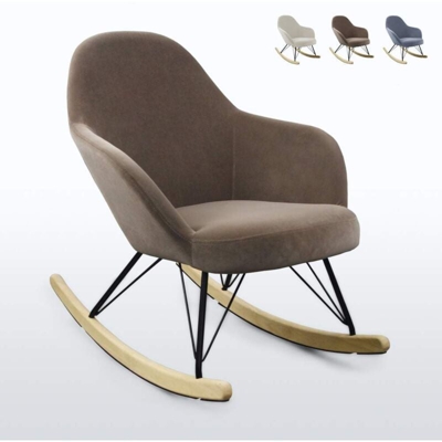 Sedia a dondolo design moderno Eiffel ROCKing in velluto | Marrone