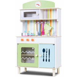 Costway - Cucina per Bambini Cucina Giocattolo in Legno con Accessori, Riproduzione Perfetta, Scelta dei Colori (Verde) características