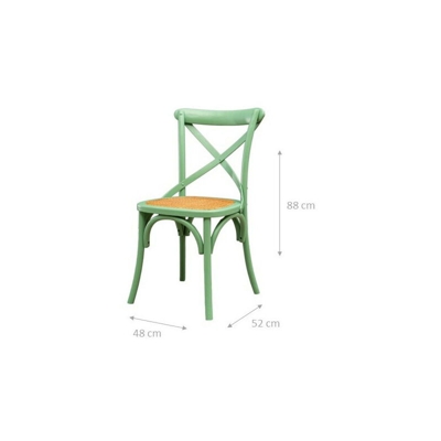 Sedia Thonet in massello di frassino e seduta rattan finitura Verde L48xPR52xH88 cm