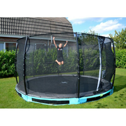 Exit - SOLO TRAMPOLINO Tappeto elastico interrato rotondo 366cm -azzurro. Con rete di sicurezza a chiusura automatica e bordo protettivo robusto e precio