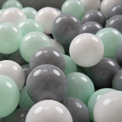 1200 ? 6CM Palline Morbide Colorate Per Piscina Bambini Fatto In EU, Bianco/Grigio/Menta - bianco/grigio/menta - Kiddymoon