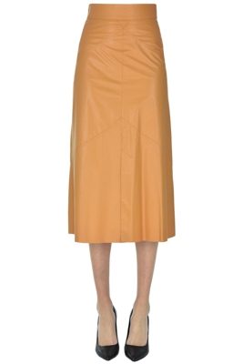 Eco-leather midi skirt