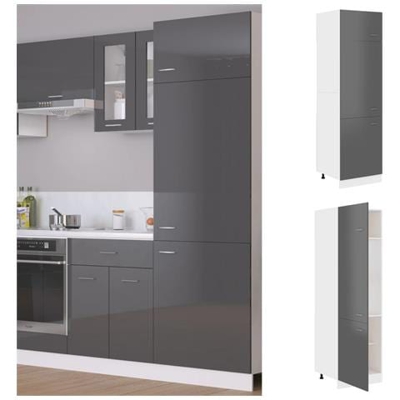 Armadio Per Frigo Grigio Lucido 60x57x207 Cm In Truciolato