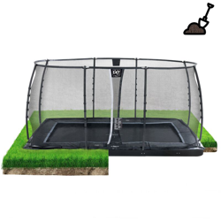 Exit - SOLO TRAMPOLINO Tappeto elastico da giardino interrato rettangolare 244x427cm con rete di sicurezza - nero. Telaio ultra stabile e doppie en oferta