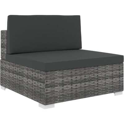 Seduta Centrale Modulare 1 pz con Cuscini in Polyrattan Grigio