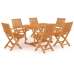 vidaXL Set da Pranzo da Giardino 7 pz in Legno Massello di Teak - Marrone características