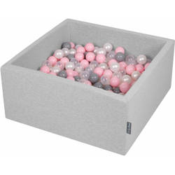 90X40cm/300 Palline ? 7CM Quadrato Piscina Di Palline Colorate Per Bambini Fabbricato In EU, Grigio Ch:Perla/Grigio/Trasparente/Rosa Ch - grigio en oferta