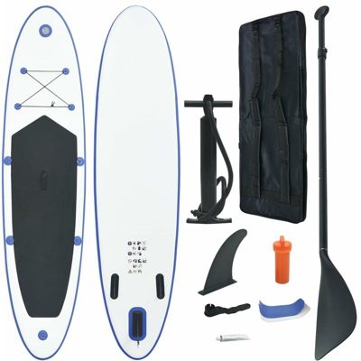 vidaXL Set Tavola da SUP e Surf Gonfiabile Blu e Bianco - Blu