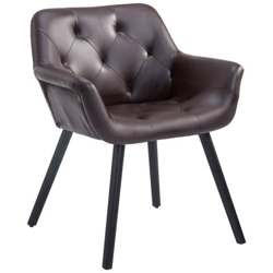 Sedia Poltroncina Cassidy con Fodera in Similpelle - Sedia Ospite rétro, Gambe in Legno - Sedia Poltroncina Sala Attesa Imbottita e con Braccioli Marrone Telaio: Nero (Rovere) en oferta