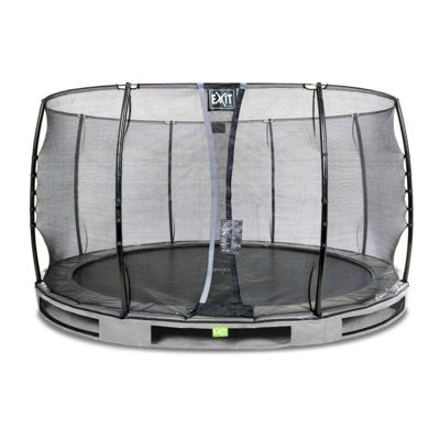 Exit - SOLO TRAMPOLINO Tappeto elastico interrato rotondo 366cm - grigio. Con rete di sicurezza a chiusura automatica e bordo protettivo robusto e