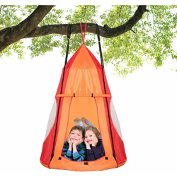 Tenda Altalena da Giardino, Altalena con Tenda da Gioco, 100 x 100 x 132 cm (Rosso-Arancione) en oferta