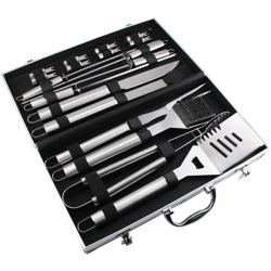 Todeco - Set Di Attrezzi Per Barbecue, Kit Barbecue Per Barbecue, 18 utensili di acciaio inox, con custodia in alluminio, Materiale: Lega di alluminio en oferta