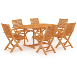 vidaXL Set da Pranzo da Giardino 7 pz in Legno Massello di Teak - Marrone en oferta