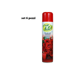 Set 6 Pz Deodorante Per Ambiente Spray Profumo Casa Fresco 300 Ml Rose Rosse características