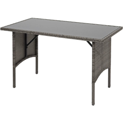 Tavolo da esterno HWC-G16 polyrattan vetro grigio en oferta