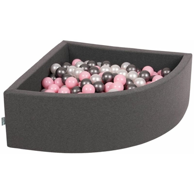 90X30cm/300 Palline Piscina Di Palline Colorate ?7Cm Per Bambini Quarto Angolare In EU, Grigio Sc:Perla/Rosa Chiaro/Argento - grigio sc:perla/rosa