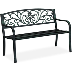 Relaxdays - Panca da Giardino per 2 Persone, Stile Antico, Balcone, Arredamento da Esterno, 81x127x56 cm, Nero-Verde características