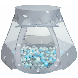 Selonis Tenda 105X90cm/600 Palline Castello Con Palline Colorate Per Bambini, Grigio:Perla/Grigio/Trasparente/Azzurro/Menta precio