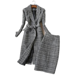 Gonne Da Donna Invernali Di Alta Qualità Set Gonna Giacca Da Donna Lunga In Lana Sottile Di Nuovo Temperamento [ giacca E Gonna / M] en oferta