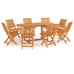 vidaXL Set da Pranzo da Giardino 9 pz in Legno Massello di Teak - Marrone precio