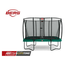 SOLO TRAMPOLINO Tappeto elastico rettangolare 330x220cm - verde Deluxe. Rete con pali curvi per maggiore sicurezza. Salti fluidi grazie alle molle en oferta