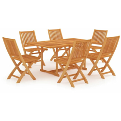 vidaXL Set da Pranzo da Giardino 7 pz in Legno Massello di Teak - Marrone en oferta