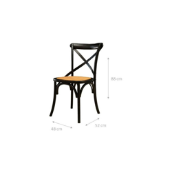 Sedia Thonet in massello di frassino e seduta rattan finitura Nero anticato L48xPR52xH88 cm precio