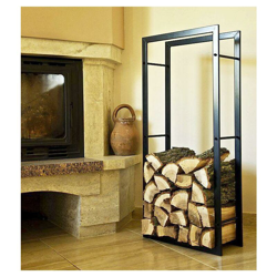 Porta Legna da Camino 100cm Nero 80009 Cesto-Legno Scaffale Legna da Camino Scaffale Legno Scaffale precio