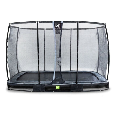 Exit - SOLO TRAMPOLINO Tappeto elastico da giardino interrato rettangolare 244x427cm - nero. Con rete di sicurezza Deluxe e bordo protettivo extra