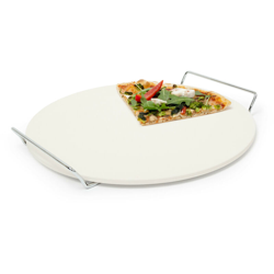 Relaxdays - Pietra Refrattaria per Pizza, Vassoio in Cordierite, Ollare, Ø 33 cm, Manici in Metallo, Forno, Cucina, Beige en oferta