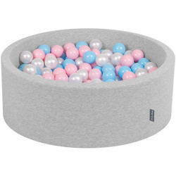 KiddyMoon 90X30cm/200 Palline ∅ 7CM Piscina Di Palline Colorate Per Bambini Tondo Fabbricato In EU, Grigio Ch:Azzurro/Rosa Ch/Perla - grigio en oferta