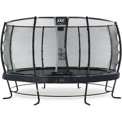 Exit - SOLO TRAMPOLINO Tappeto elastico da giardino rotondo 427cm con rete di sicurezza Deluxe - nero. Con telaio molto stabile. Un trampolino