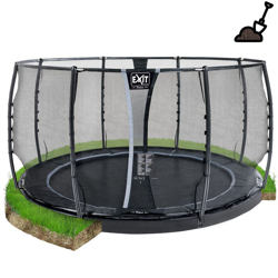 Exit - SOLO TRAMPOLINO Tappeto elastico da giardino interrato rotondo 427cm con rete di sicurezza - nero. Telaio ultra stabile e doppie molle più características