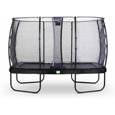 SOLO TRAMPOLINO Tappeto elastico da giardino rettangolare 214x366cm - nero. Con rete di sicurezza a chiusura automatica e bordo protettivo robusto e