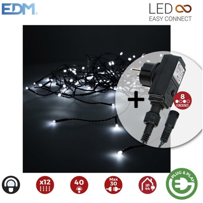 Tenda ghiacciolo con programmatore 2mt x 0,5mt 12 strisce 40 leds bianco freddo edm