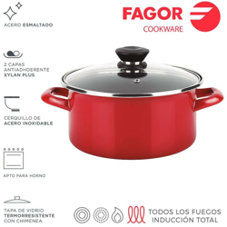 Pentola Optimax + coperchio ø18cm acciaio rosso aisi 430 - Fagor en oferta