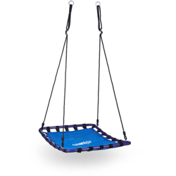 Relaxdays - Altalena a Nido Quadrata, Sedia Sospesa da Giardino, Capacità di 113 kg, HxLxP: 153 x 98 x 74 cm, Blu Nero características