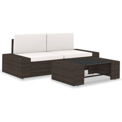 Set Divani da Giardino 3 pz in Polyrattan Marrone precio