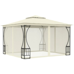 Gazebo con Tende 300x300x265 cm Crema en oferta