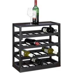 Cantinetta in Legno, Portabottiglie di Vino, Scaffale Portavino per 20 Bottiglie, HLP 52 x 52 x 25 cm, Nero precio