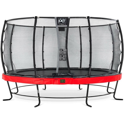 Exit - SOLO TRAMPOLINO Tappeto elastico da giardino rotondo 427cm con rete di sicurezza Deluxe - rosso. Con telaio molto stabile. Un trampolino