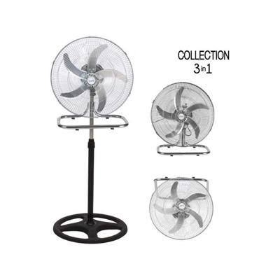 Tradeshop - VENTILATORE 3IN1 PIANTANA DA TAVOLO PARETE 3 VELOCITA OSCILLAZIONE 50W PALE 50CM