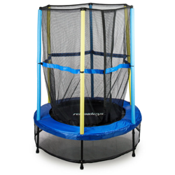 Relaxdays - Trampolino per Bambini, Tappeto Elastico per Esterni, Rete di Protezione, 72 x 143 x 143 cm, Blu Nero Giallo precio