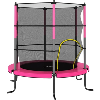 vidaXL Trampolino con Rete di Sicurezza Rotondo 140x160 cm Rosa