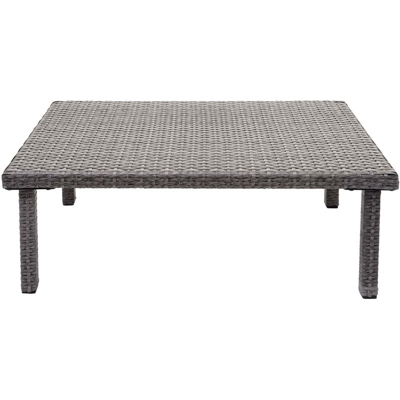 Tavolino tavolo da esterno HWC-G16 polyrattan 50x80x30cm grigio