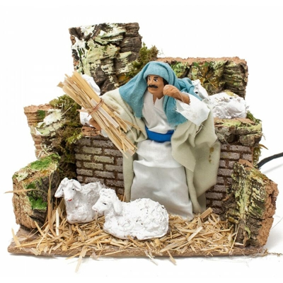 Pastore 20 cm x 14 cm 'Il Pecoraio' 14 cm in Movimento per Presepe - 49565